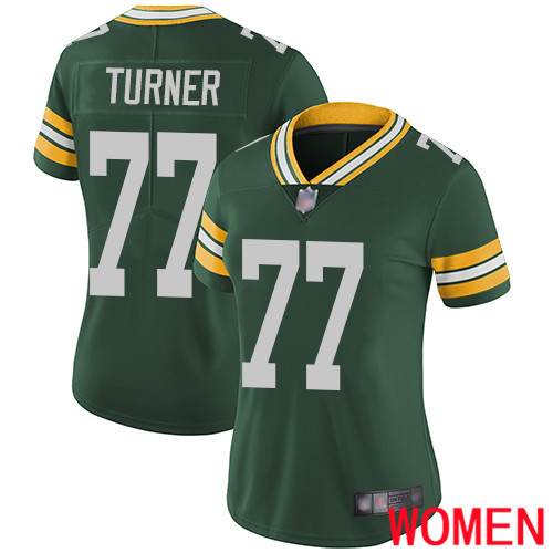 Green Bay Packers Limited Green Women 77 Turner Billy Home Jersey Nike NFL Vapor Untouchable